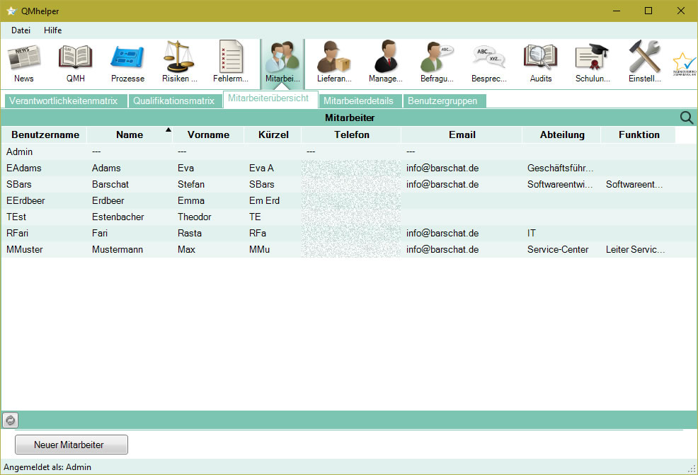 Mitarbeiterübersicht